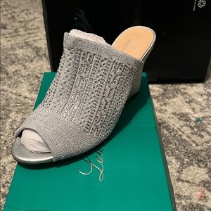 Lauren Lorraine Silver Embellished Mules